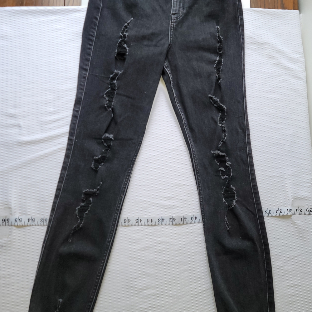 Hollister Distressed Black Womens Skinny Jeans 9R 29x30